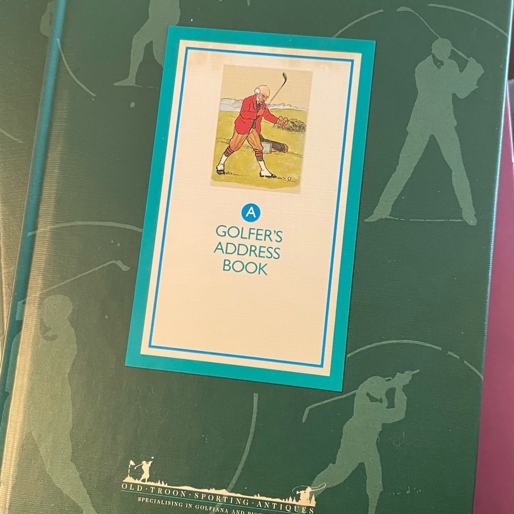 2 Old Troon Sporting Antiques, Scotland Vintage Golfer's Address Book, Green